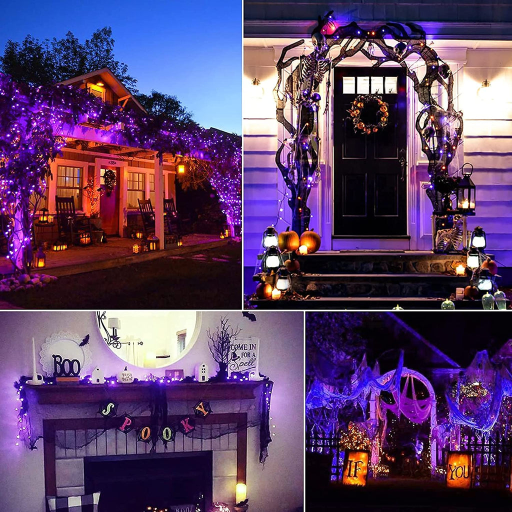 Halloween String Lights Outdoor, 98 Feet 300 Led Christmas Lights with 8 Lighting Modes for Halloween Party Christmas Xmas Tree Lights Decor(Purple)