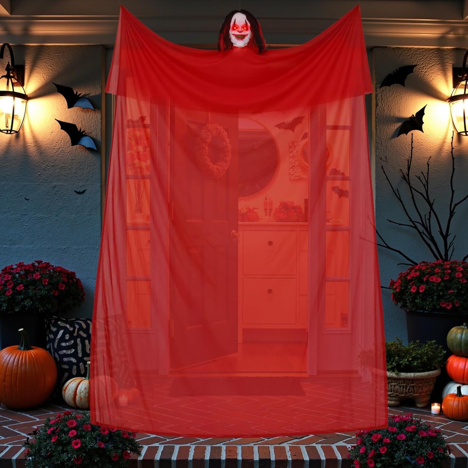 Halloween Decorations Outdoor: Scary Animatronics Hanging Clown with Sound Activ