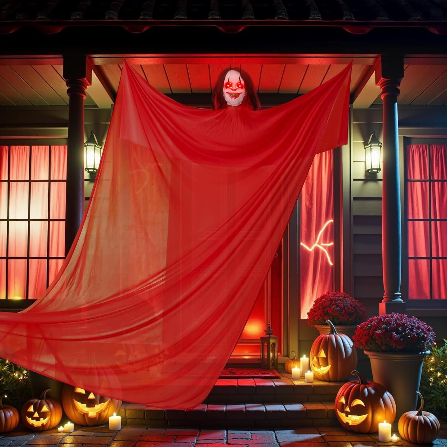 Halloween Decorations Outdoor: Scary Animatronics Hanging Clown with Sound Activ