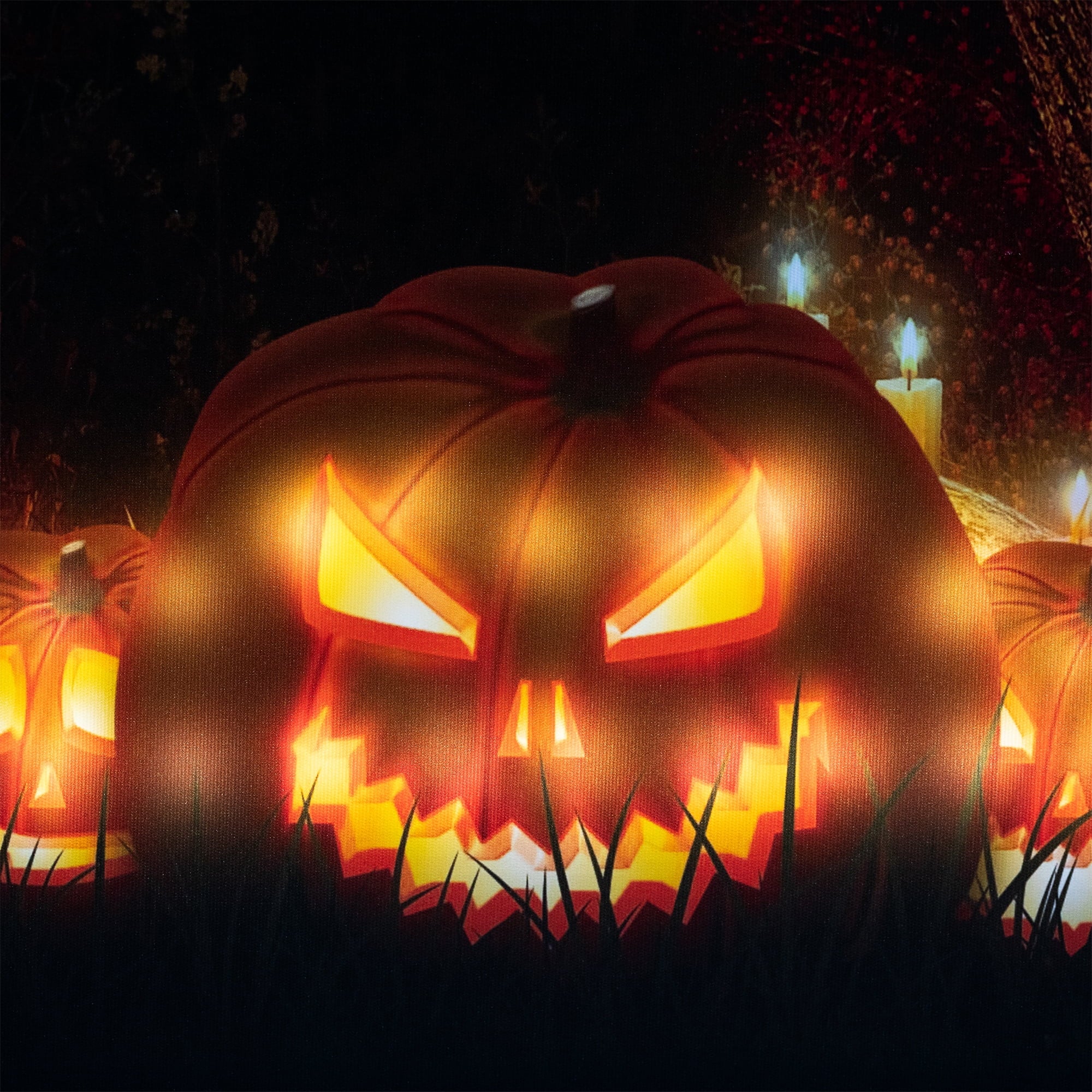 LED Lighted Jack-O-Lanterns in Cemetery Halloween Canvas Wall Art 23.5" X 15.5"