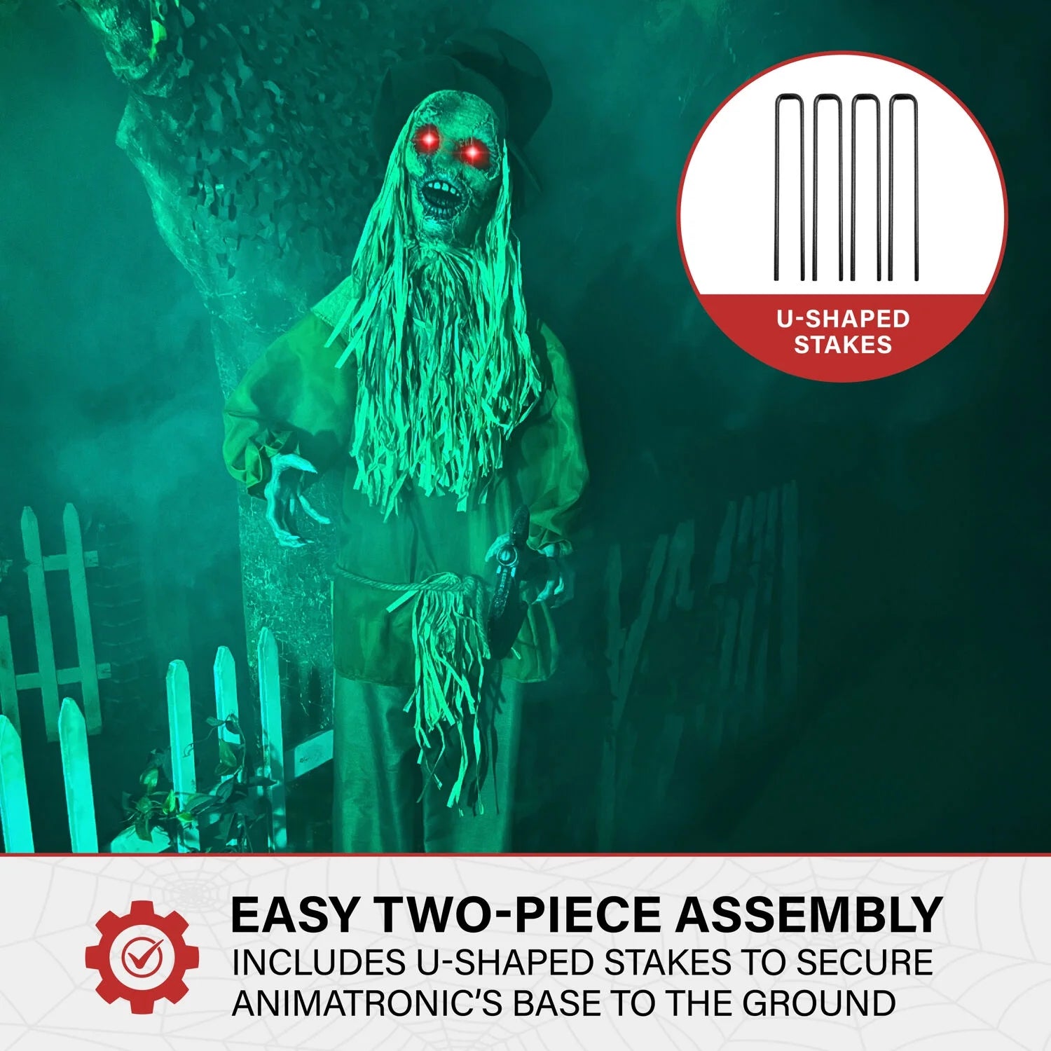Lifesize Animatronic Haunted Scarecrow with Lights and Sound, Halloween Decoration, HHSCR-7FLSA