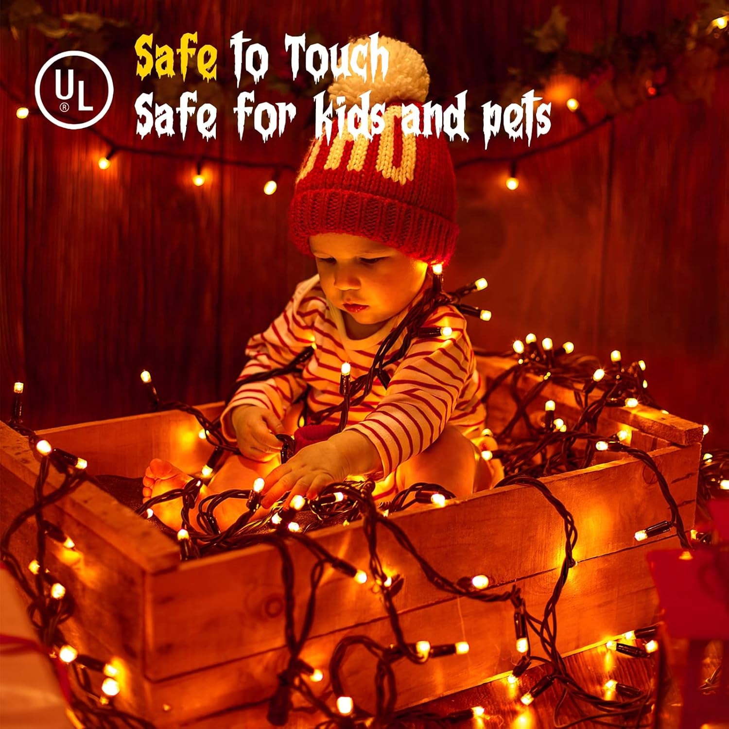Halloween Lights Orange String Lights Outdoor Indoor Waterproof 300LED Incandescent Mini String Lights 108FT Halloween Decorations for Tree Garden Party Carnival Thanksgiving Christmas Decor