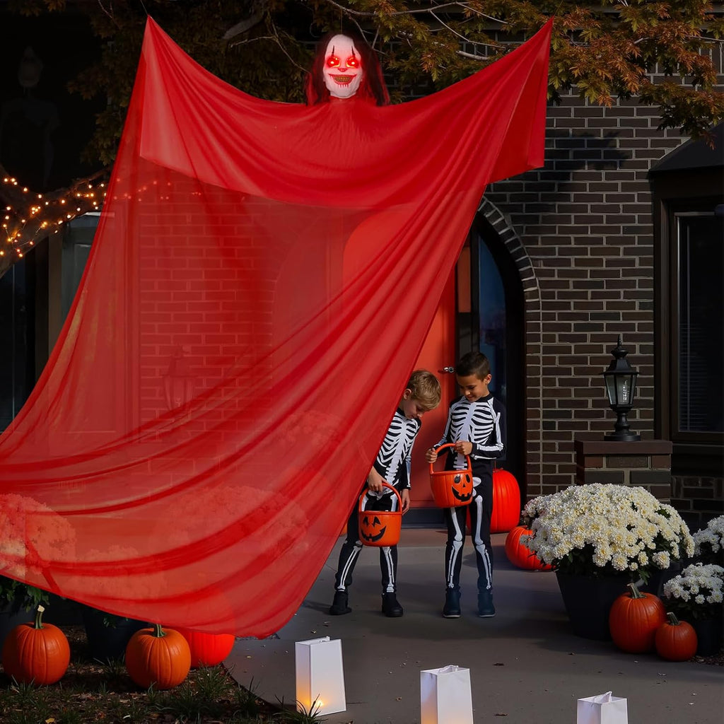 Halloween Decorations Outdoor: Scary Animatronics Hanging Clown with Sound Activ